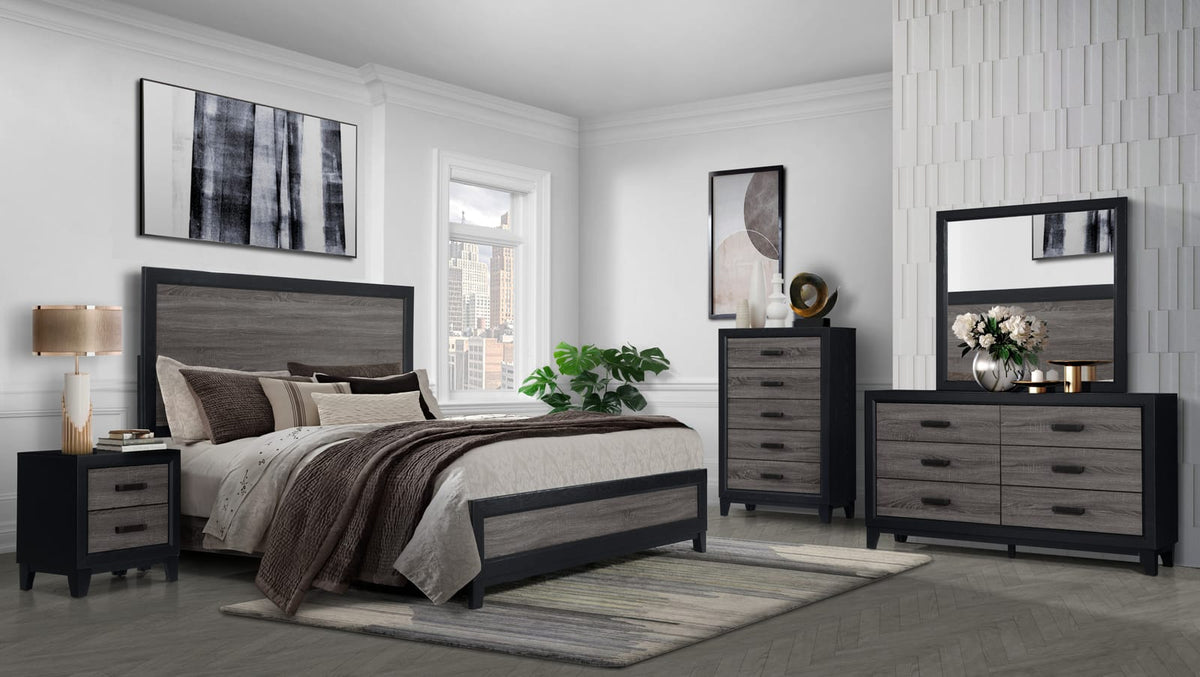 Black Gray Farmhouse Vanity Mirror with Storage