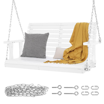 Wooden Porch Swing - 4ft White, Heavy Duty Outdoor Bench