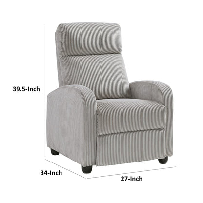 Pary Recliner - Light Gray Corduroy, Wood Frame for Living Room