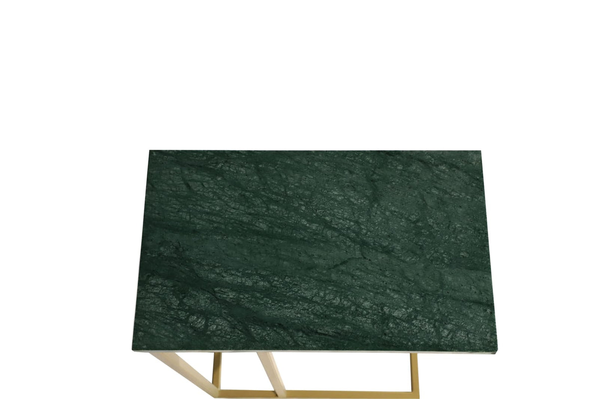 Green Marble C Stand Side Table - 24 Inch Height for Living Room