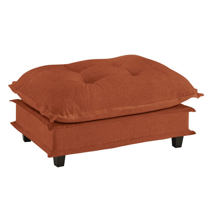 Orange Chenille Modular Sofa - 3 Seat Ottoman for Living Room