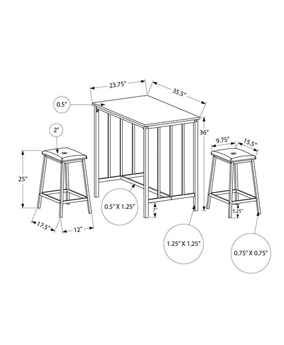 Contemporary Taupe Metal Bistro Set for Small Kitchen Dining
