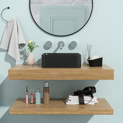 16x12 Matte Black Ceramic Bathroom Sink Vanity