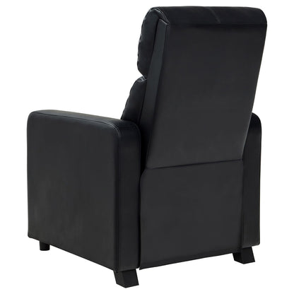 Black Upholstered Push-Back Recliner - Comfortable Living Room Seating