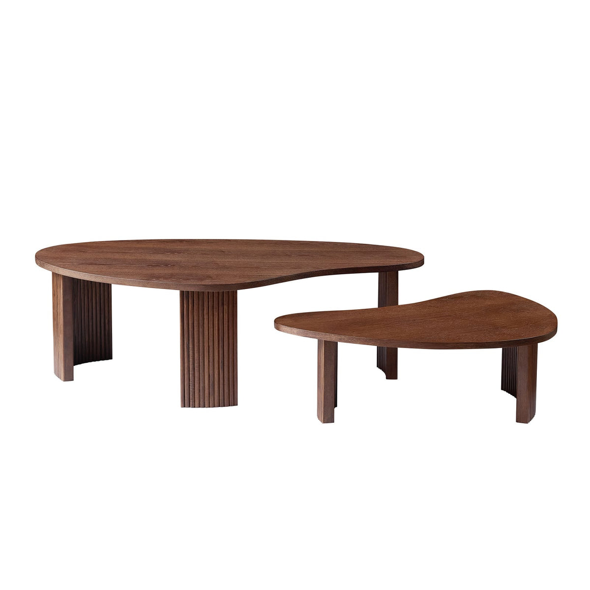2-Piece Modern Irregular Coffee Table Set - Walnut MDF