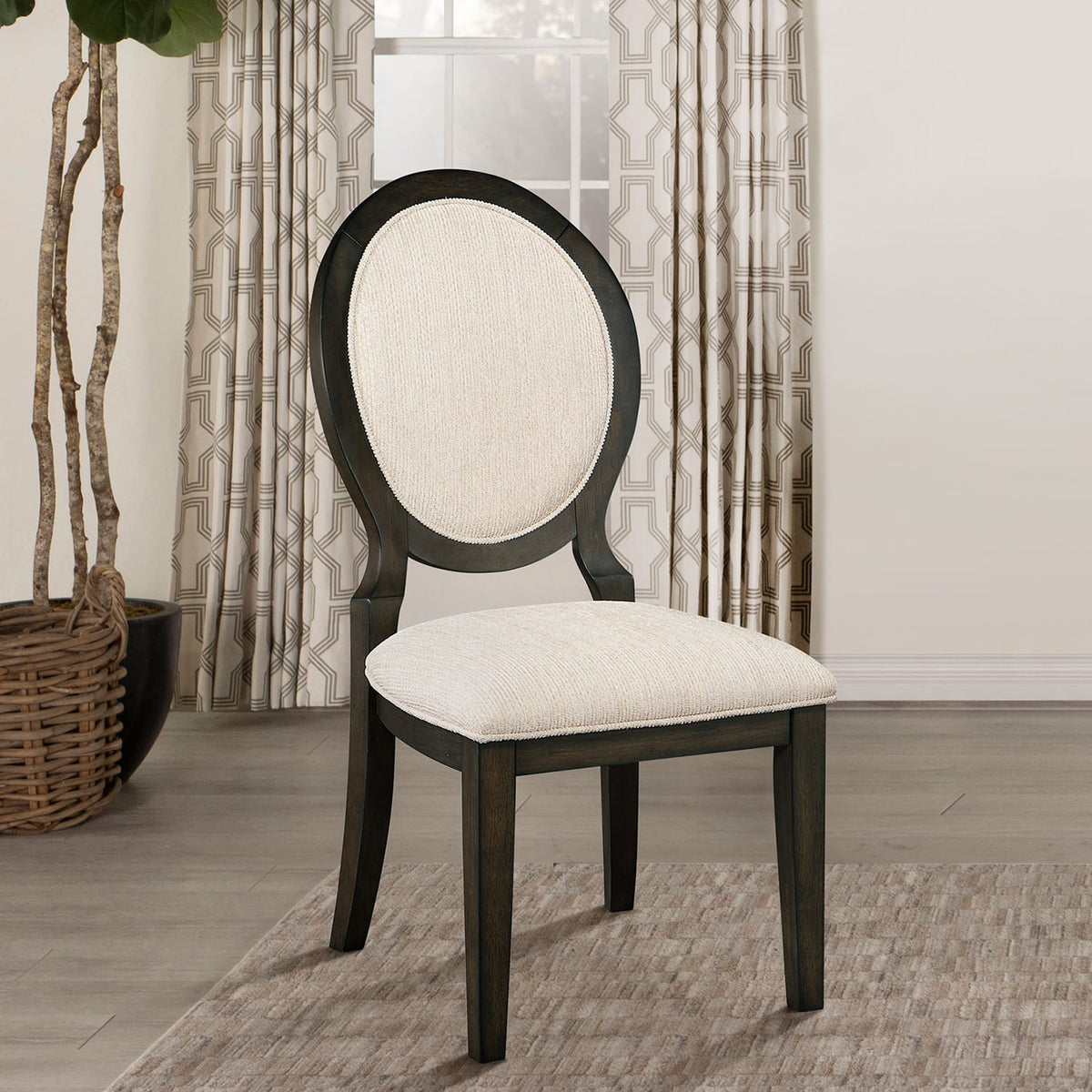 Espresso Oval Back Dining Chairs Set of 2