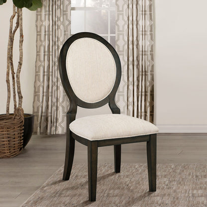 Espresso Oval Back Dining Chairs Set of 2