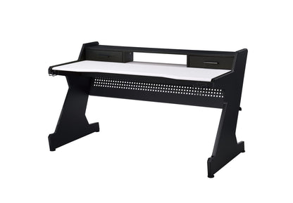 White Black Gaming Desk with Storage Drawers