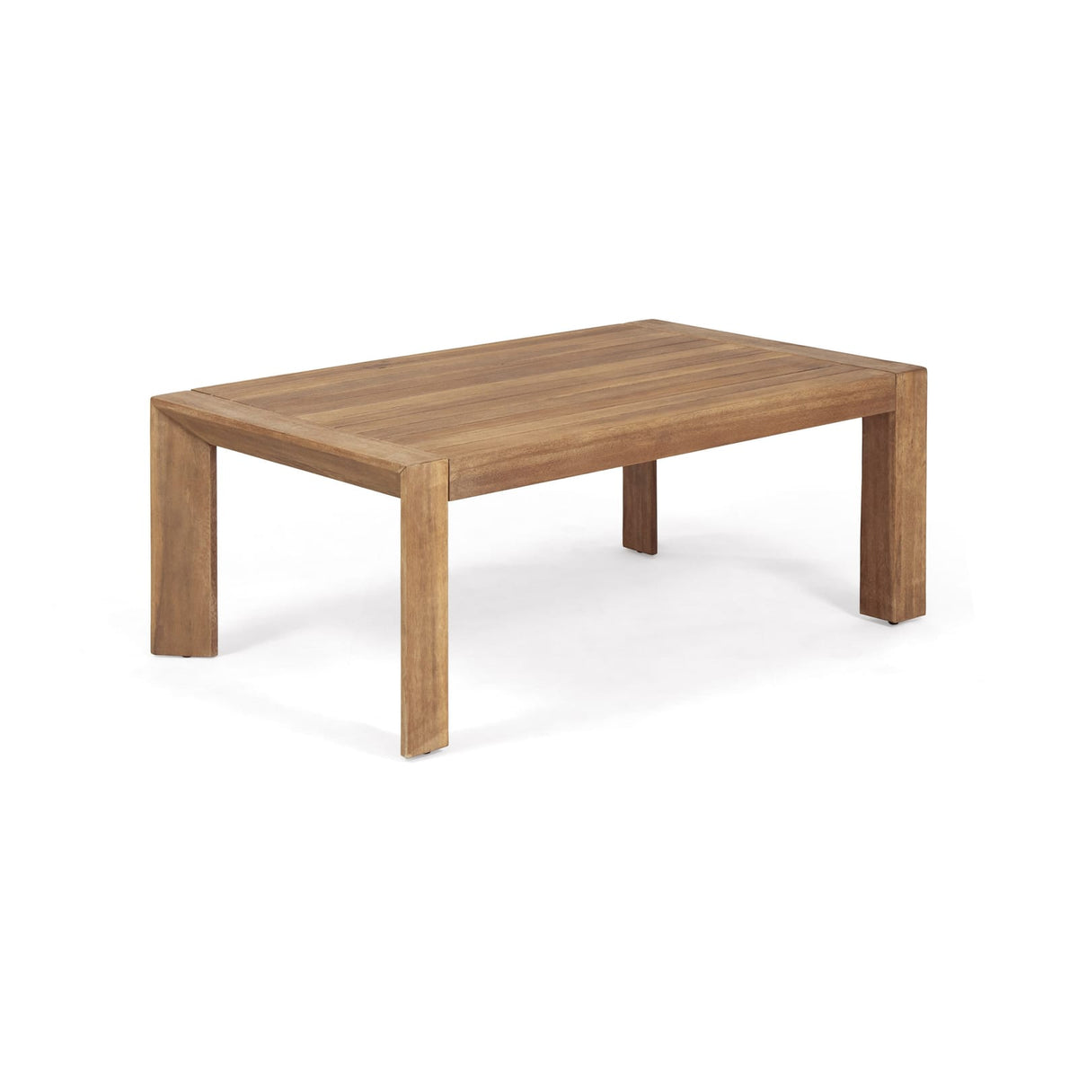 Beige Brown Acacia Wood Loveseat & Coffee Table Patio Set