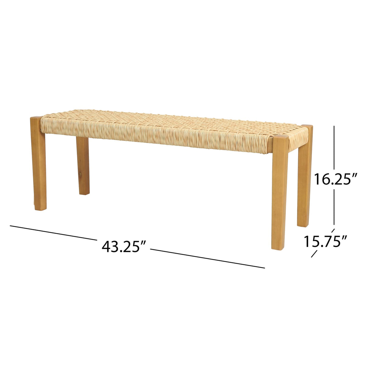 Teak Acacia Wood Patio Bench - 43.25" Wide