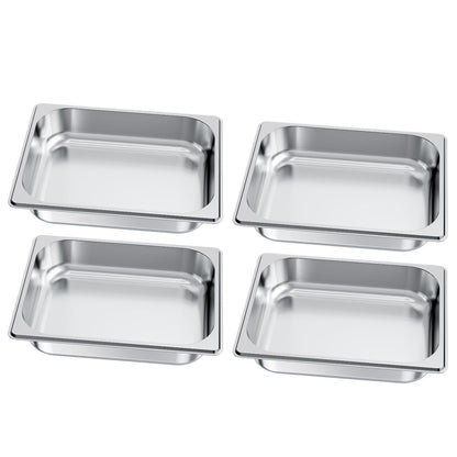 4 Pack Stainless Steam Hotel Pan - 1/2 Size Table Steam Pan, 2.5 Inch Deep