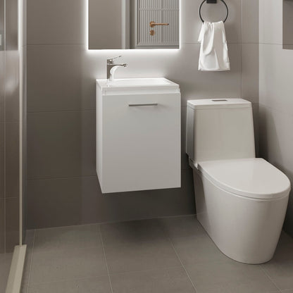 White MDF Bathroom Vanity - 15.7" Floating Storage