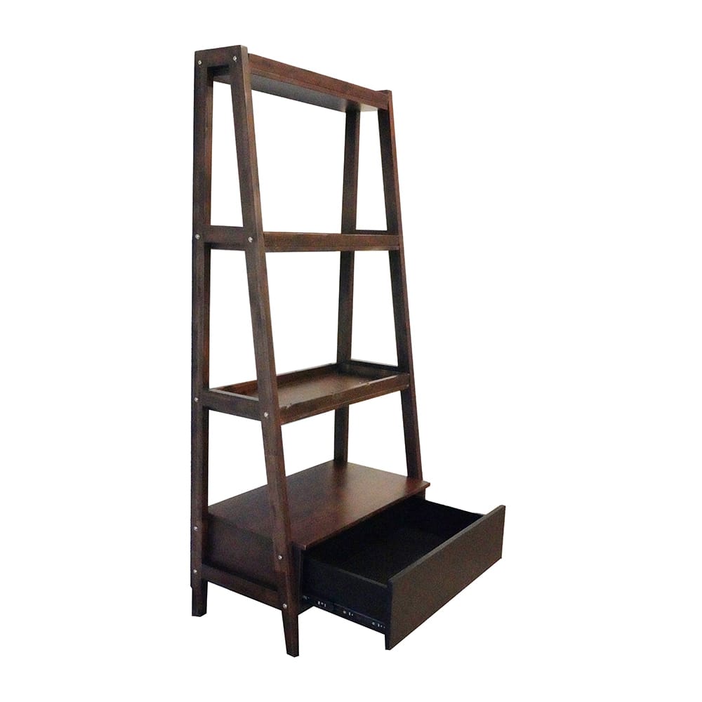 Natural Wood Ladder Shelf - 32" Display & Storage for Living Room