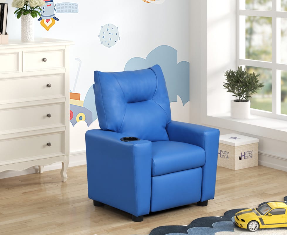 Blue Kids Recliner Chair - 23"W PU Leather