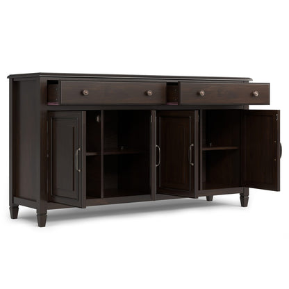 Brown Pine Sideboard Buffet - 66.5" Wide Storage Cabinet