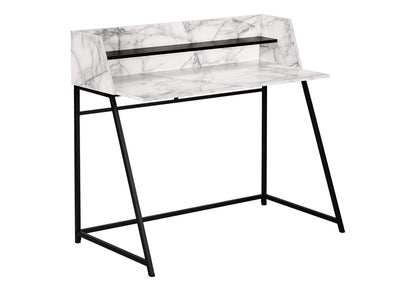 White Computer Desk with Storage Shelves - Home Office Workstation