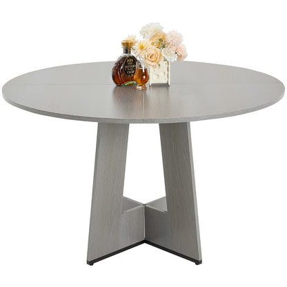 47 Inch Round Dining Table - Gray Fiberboard, Seats 4-6
