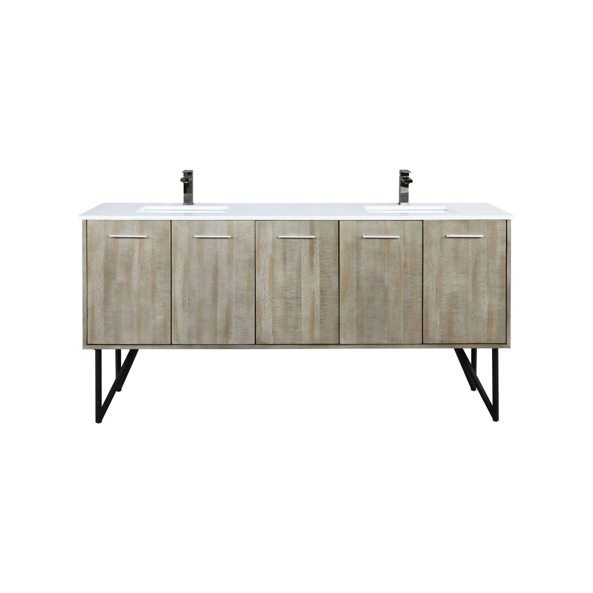 Rustic Acacia Double Bath Vanity - Storage & Faucet Included