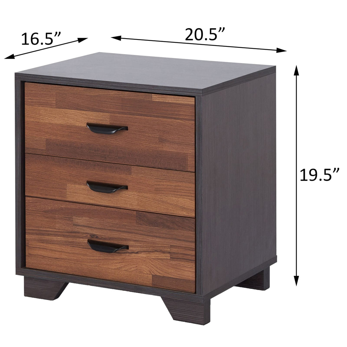 Walnut Accent Table - 3 Drawers, Modern Style