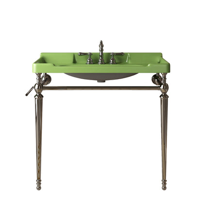 Chrome Green Ceramic Bathroom Vanity Sink - 36 Inch Console