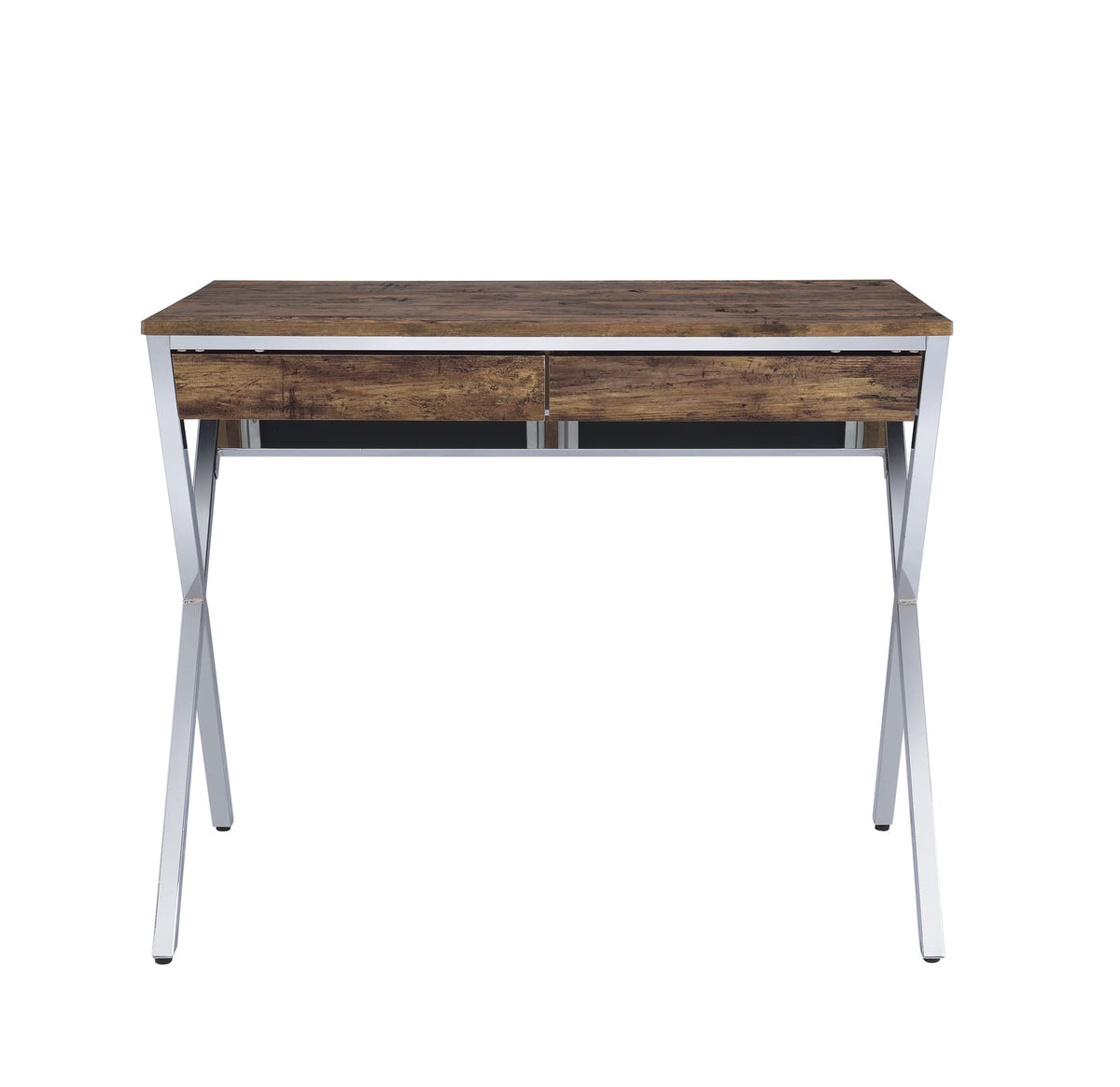 Callers Weathered Oak & Chrome Writing Desk - Home Office Storage