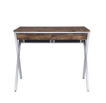 Callers Weathered Oak & Chrome Writing Desk - Home Office Storage