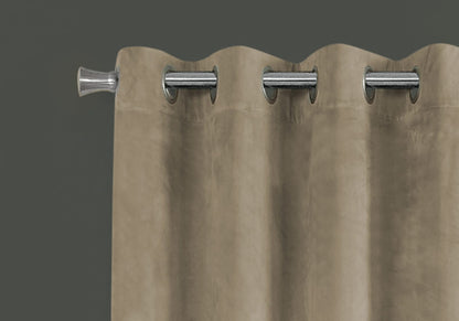 Beige Velvet Curtains - 2 Panels, 95" Long
