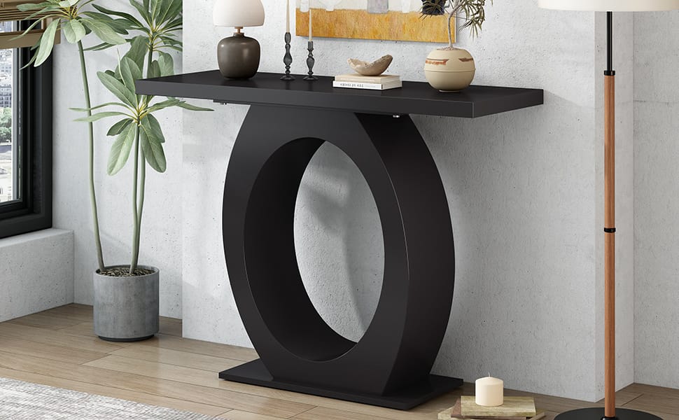 Mirod Stylish Modern Console Table - Black MDF & Acacia