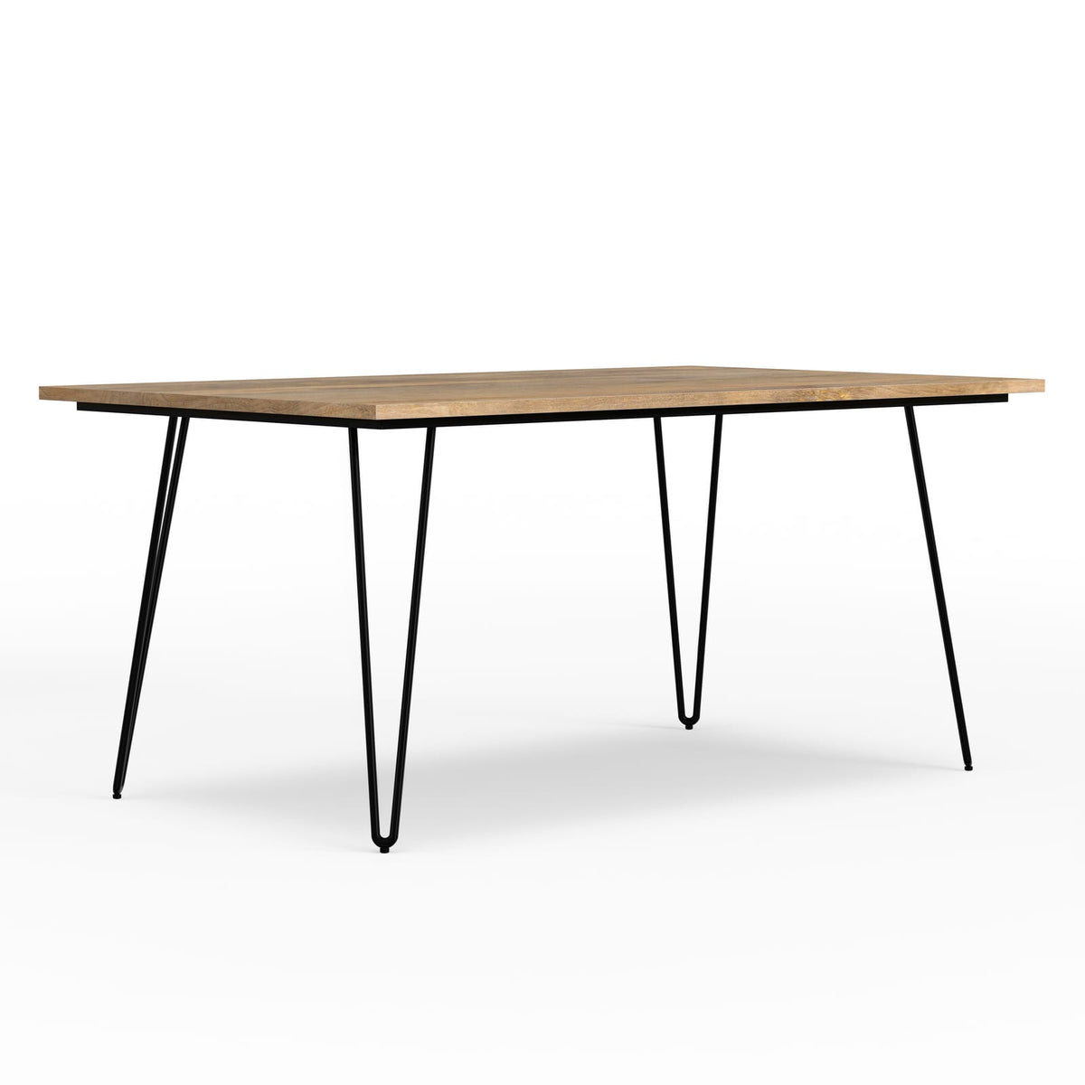 66 Inch Light Brown Wood Dining Table - Modern Industrial Style