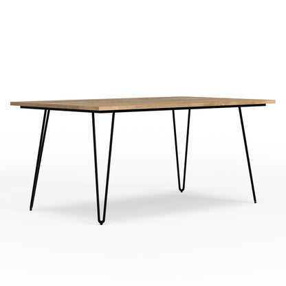 66 Inch Light Brown Wood Dining Table - Modern Industrial Style