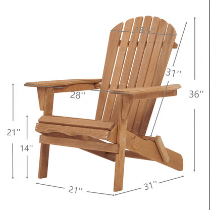Light Brown Adirondack Chair Set of 2 - Outdoor Patio Furniture