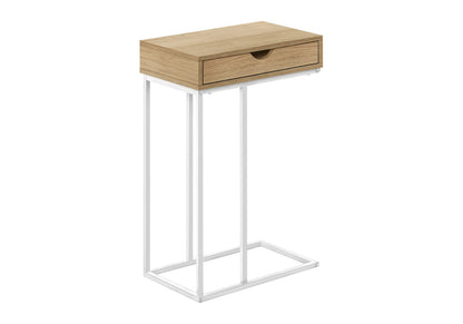 C-Shaped Accent Table - Storage Drawer Natural