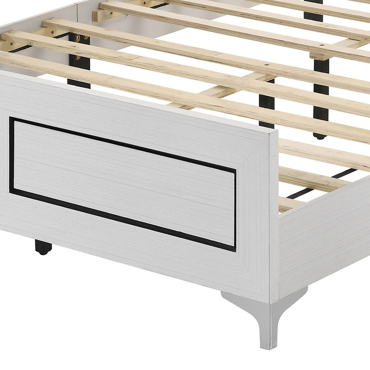 Grey Queen Bed Frame with Fabric Headboard for Bedroom