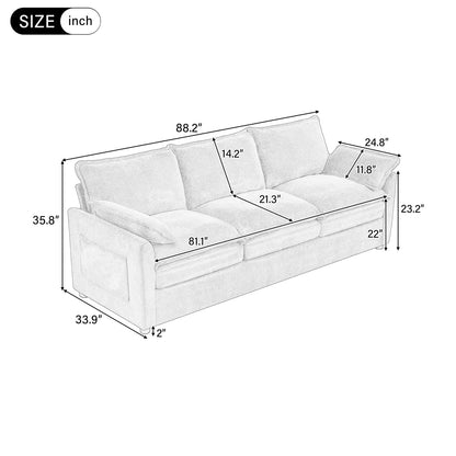 Grey Faux Fur Sectional Sofa - 6 Seat Comfortable Couch