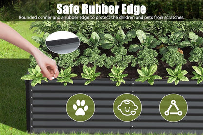 8x4 ft Dark Gray Galvanized Steel Raised Garden Bed - Outdoor Planter Box