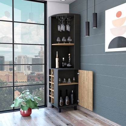 Hamden 10-Bottle Wine Rack - Wenge & Pine Bar Cabinet