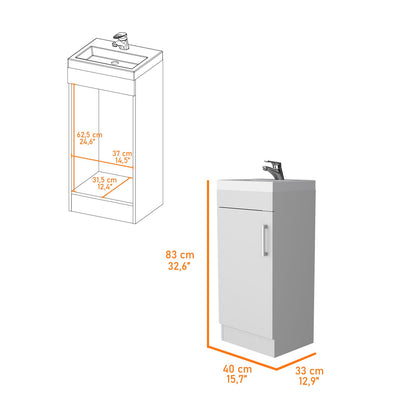 White Bathroom Storage Cabinet with 1 Door