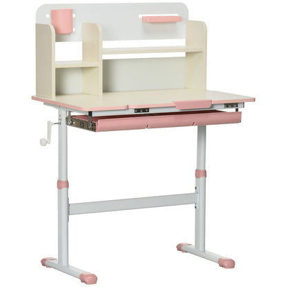 Pink Kids Study Desk - Height Adjustable Writing Table