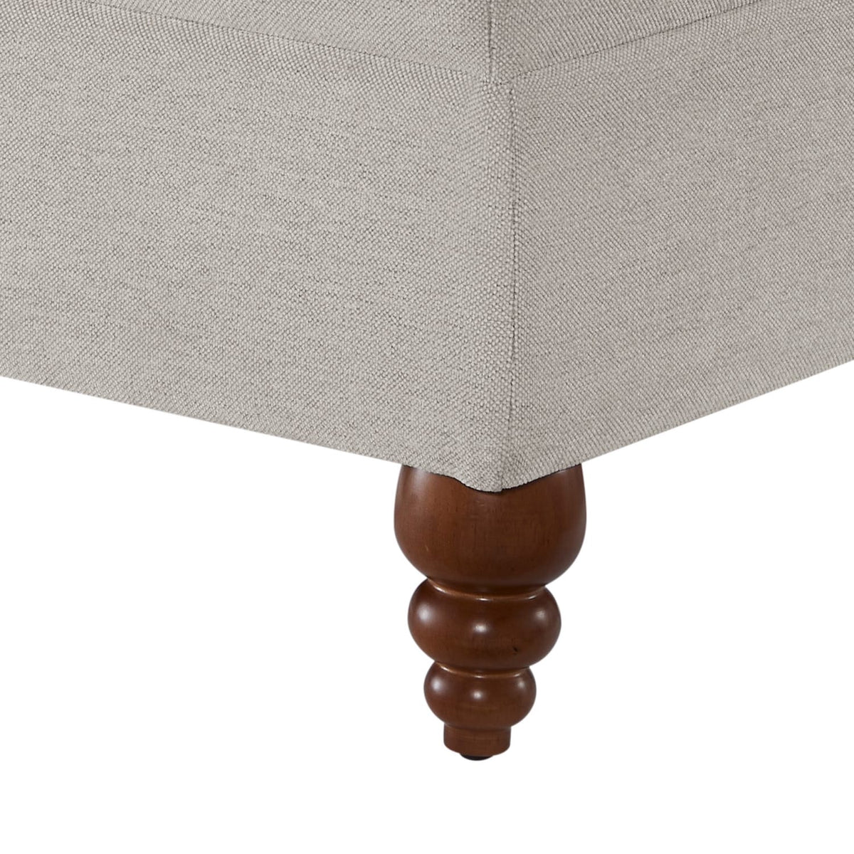 Beige Grey Polyester Ottoman - 28" Rectangle