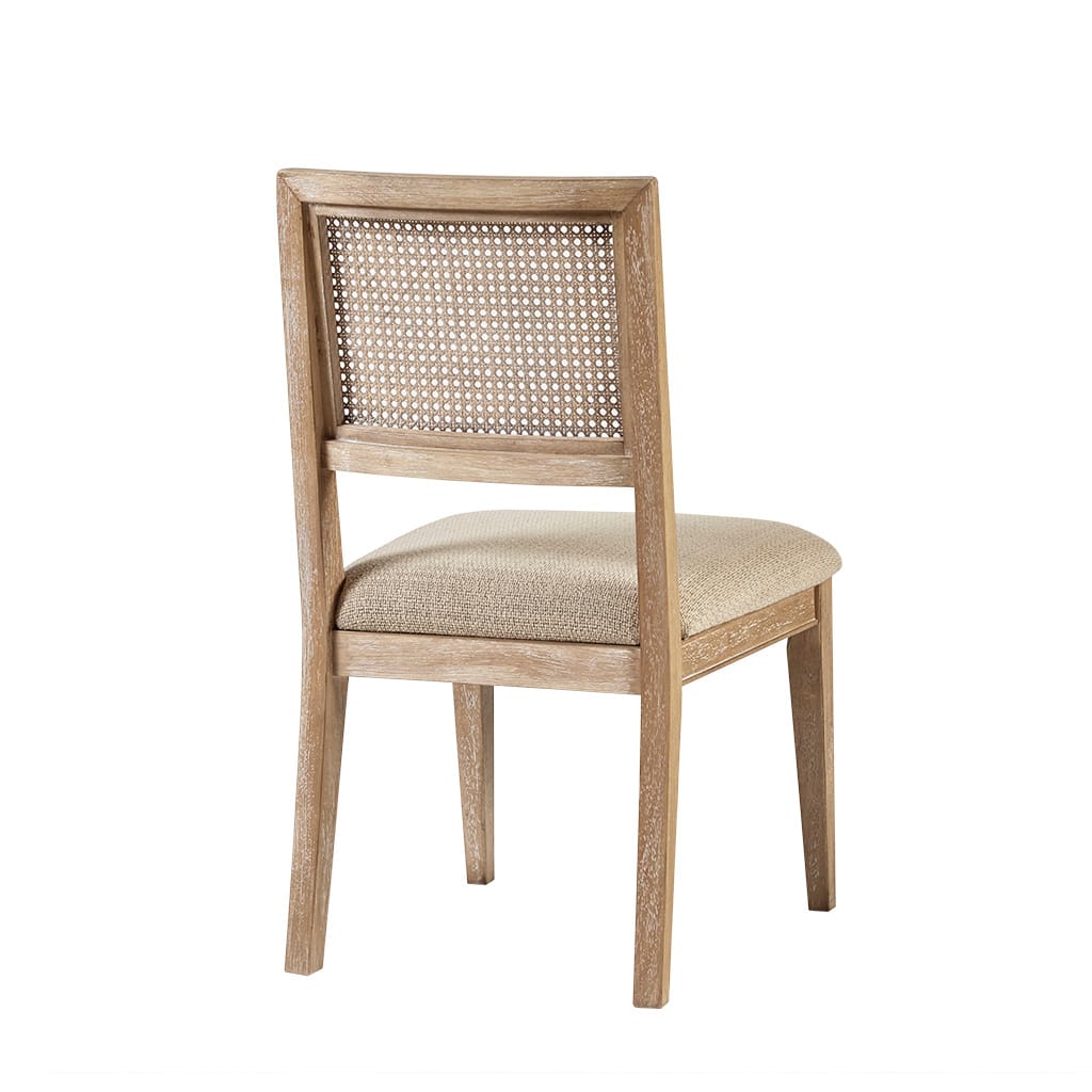 Light Brown Dining Chair Set with Cane Back for Kitchen Seating