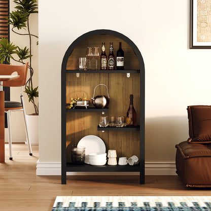 Black Melamine Open Shelf – 4 Tier Display Cabinet for Living Room