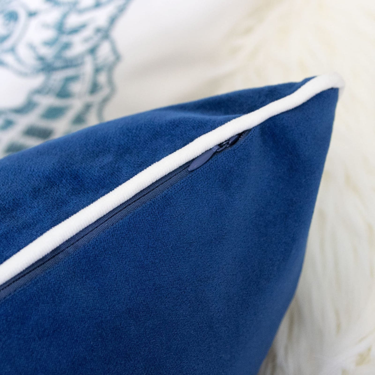 Indigo Mermaid Pillow Cover 20x20 - Polyester Velvet