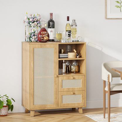 Natural Engineered Wood Buffet Cabinet - 15"W x 27.5"D x 33.8"H