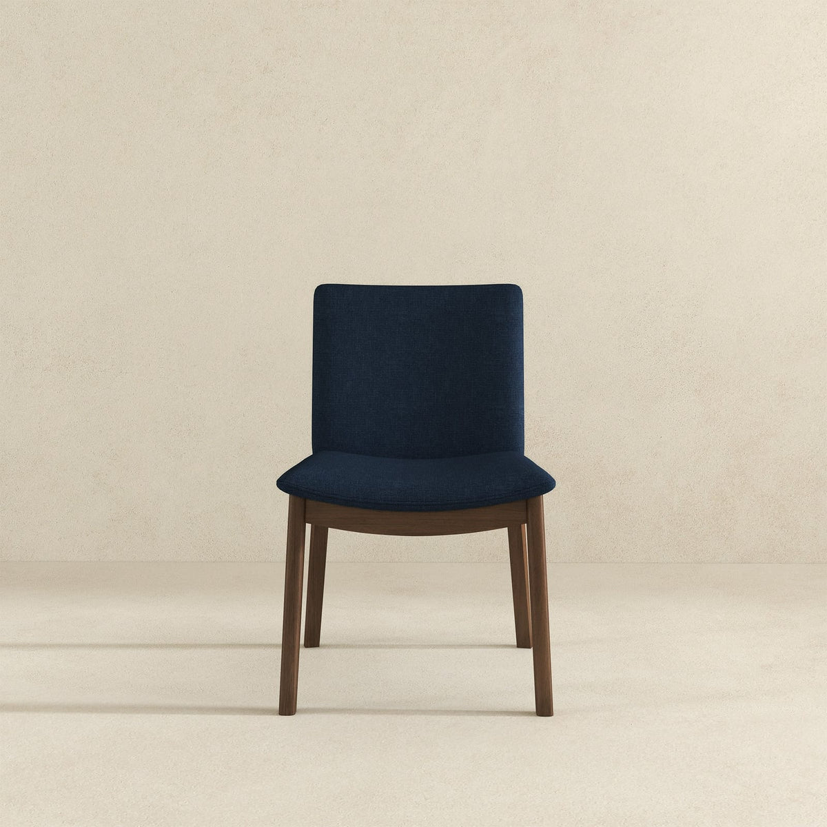 Dark Blue Brown Mid-Century Dining Chairs - Set of 2 for Dining Room