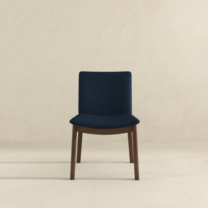 Dark Blue Brown Mid-Century Dining Chairs - Set of 2 for Dining Room