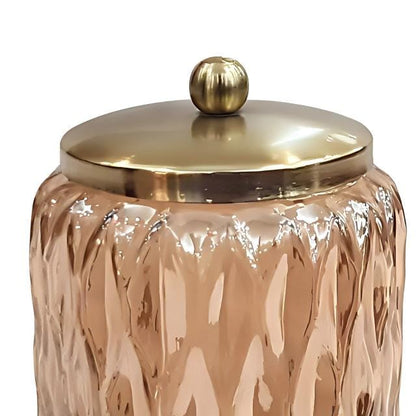 Amber Glass Vanity Jar - Storage for Cotton Swabs