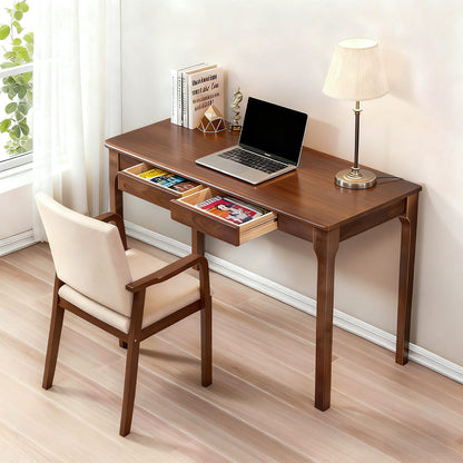 Walnut Solid Wood Desk - 47" Home Office Table for Living Room