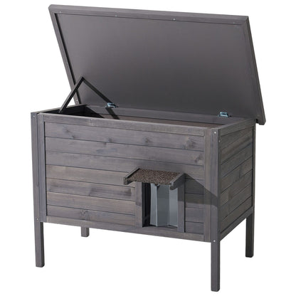Wooden Heated Cat House - Outdoor Winter Shelter with Heating Pad