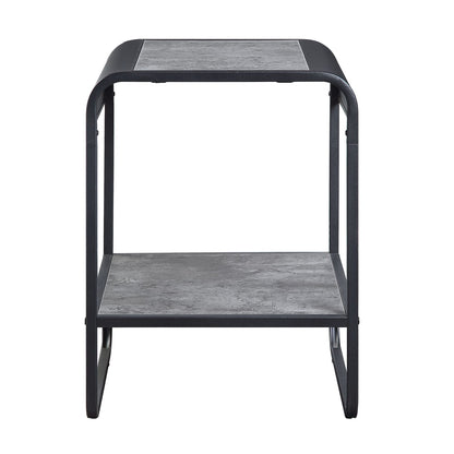 Black & Grey End Table with Storage - 18" x 16" for Living Room