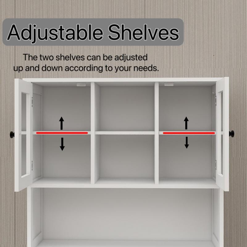67.7" White MDF Kitchen Storage Cabinet - Trash Can with Shelves